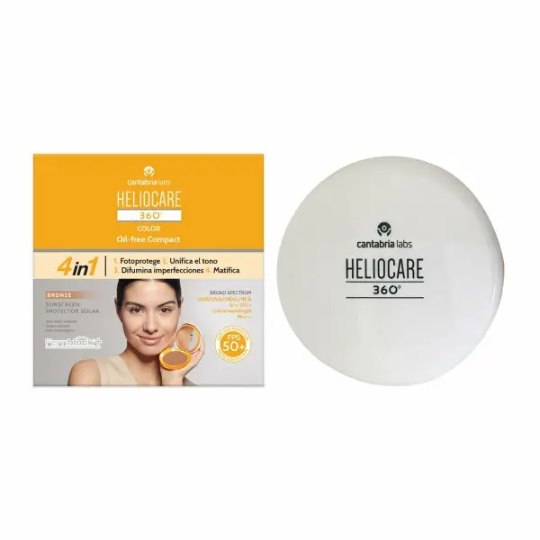 Protector Solar con Color Heliocare 360 Compact Oil-Free Bronce SPF 50+ 10 g