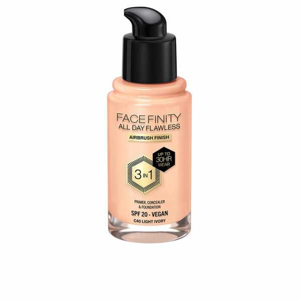 Base de Maquillaje Cremosa Max Factor Face Finity All Day Flawless 3 en 1 Spf 20 Nº C40 Light ivory 30 ml