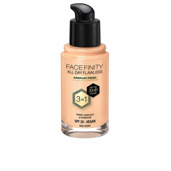 Base de Maquillaje Cremosa Max Factor Face Finity All Day Flawless 3 en 1 Spf 20 Nº N42 Ivory 30 ml