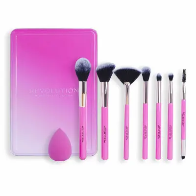 Set of Make-up Brushes Revolution Make Up The Brush Edit Pink 8 Pieces