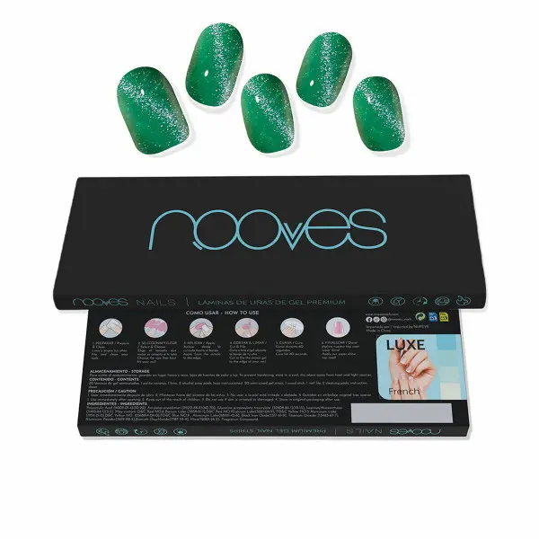 Láminas de Gel para Uñas Nooves Cat eye green (20 Unidades)