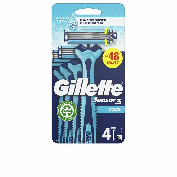 Maquinillas de Afeitar Desechables Gillette SENSOR 3 COOL (4 Unidades)