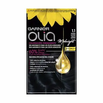 Tinte Permanente Garnier Olia Sin amoniaco Nº 1,10 Black Sapphire