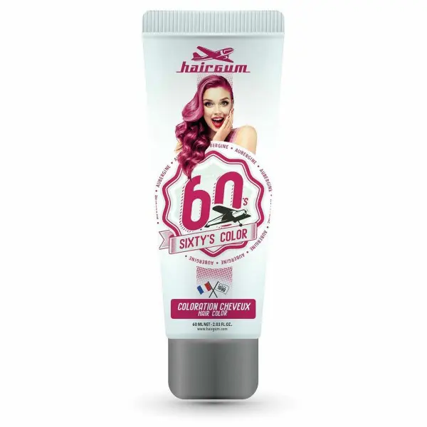 Coloración Semipermanente Hairgum Sixty's Color Berenjena (60 ml)