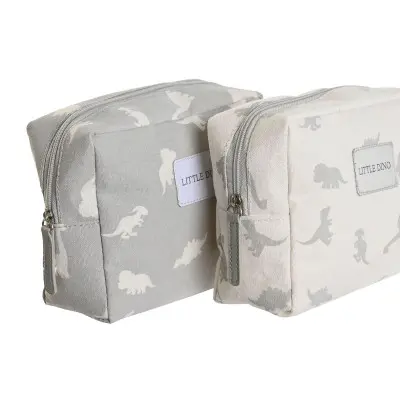 Neceser de Viaje DKD Home Decor Blanco Gris polialgodon Dinosaurio 15