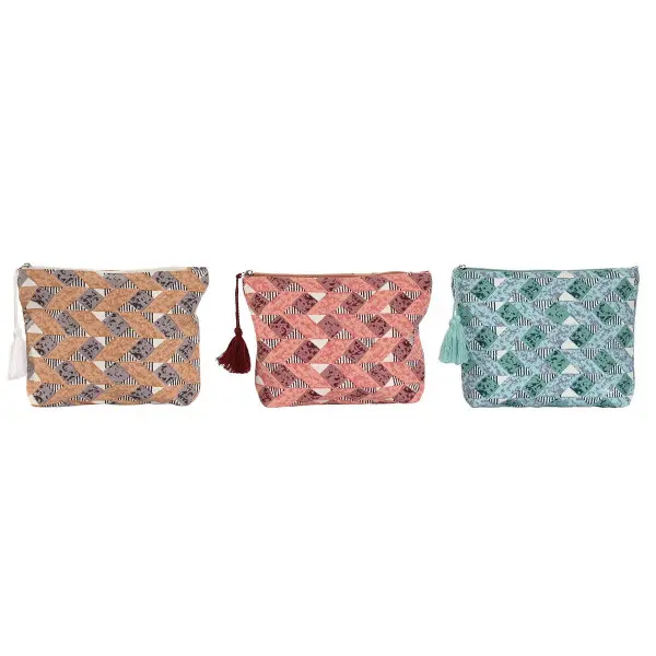 Neceser de Viaje Home ESPRIT Marrón Turquesa Coral 25 x 5 x 20 cm (3 Unidades)