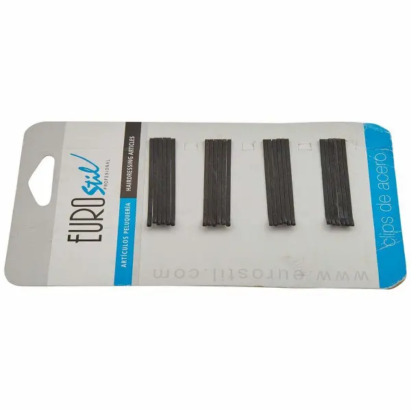 Clips para Pelo Eurostil 24 Clips 50 mm Negro (24 pcs)