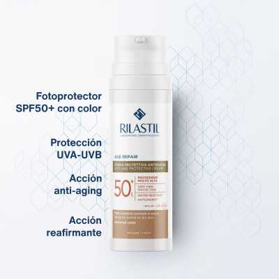 Protector Solar con Color Rilastil Age Repair SPF 50+ 50 ml Antiedad