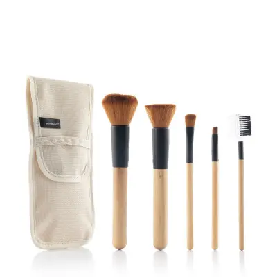 Set of Wooden Make-up Brushes with Carry Case Miset InnovaGoods 5 Unit