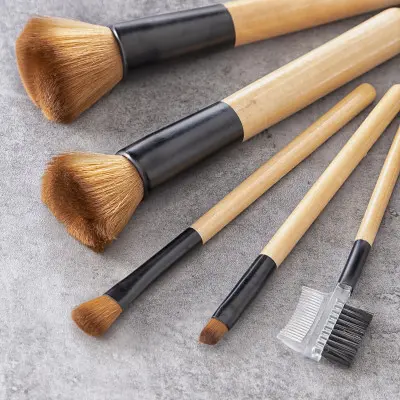 Set of Wooden Make-up Brushes with Carry Case Miset InnovaGoods 5 Unit