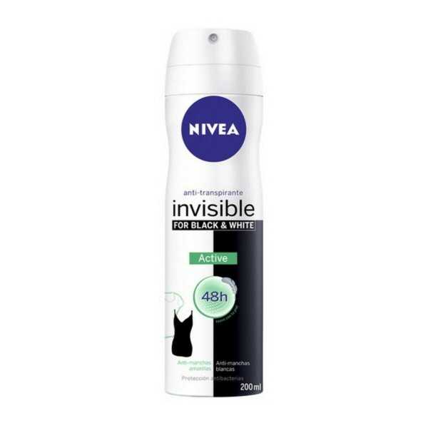 Desodorante en Spray Black & White Invisible Active Nivea Black White Invisible Active (200 ml) 200 ml