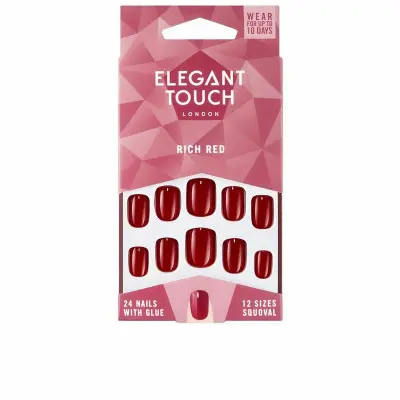 Uñas Postizas Elegant Touch Polished Colour Redondeada Rich Red (24 u