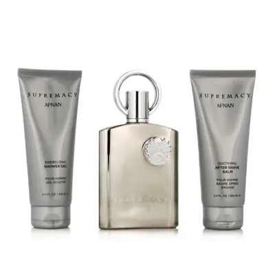 Set de Perfume Hombre Afnan Supremacy Silver EDP 3 Piezas