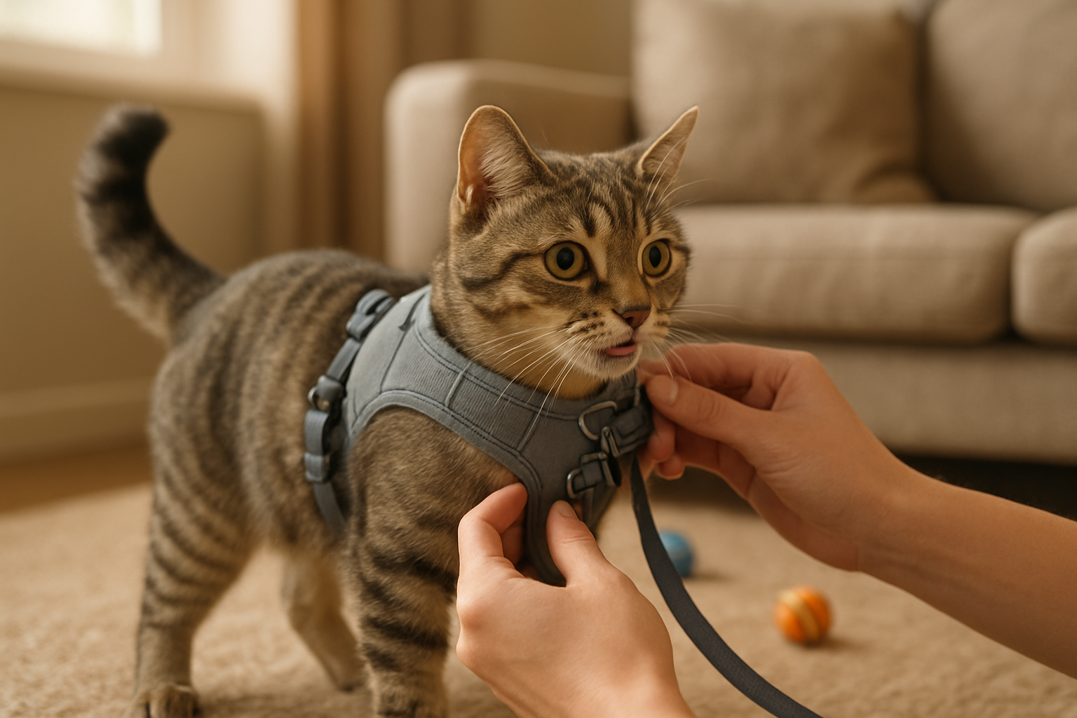 How to Fit Trixie Cat Harness with Leash Grey Blue