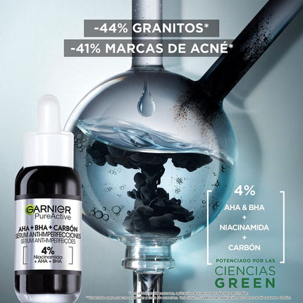 Facial Serum Garnier Pure Active Aha Bha Carbón 30 ml Anti-imperfections