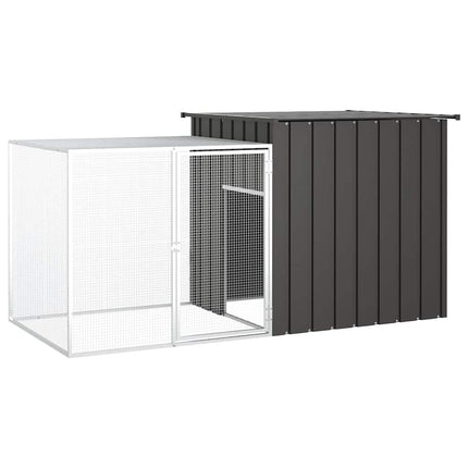 Vidaxl Chicken Coop 200x91x100 cm Galvanized Steel Anthracite Color-0